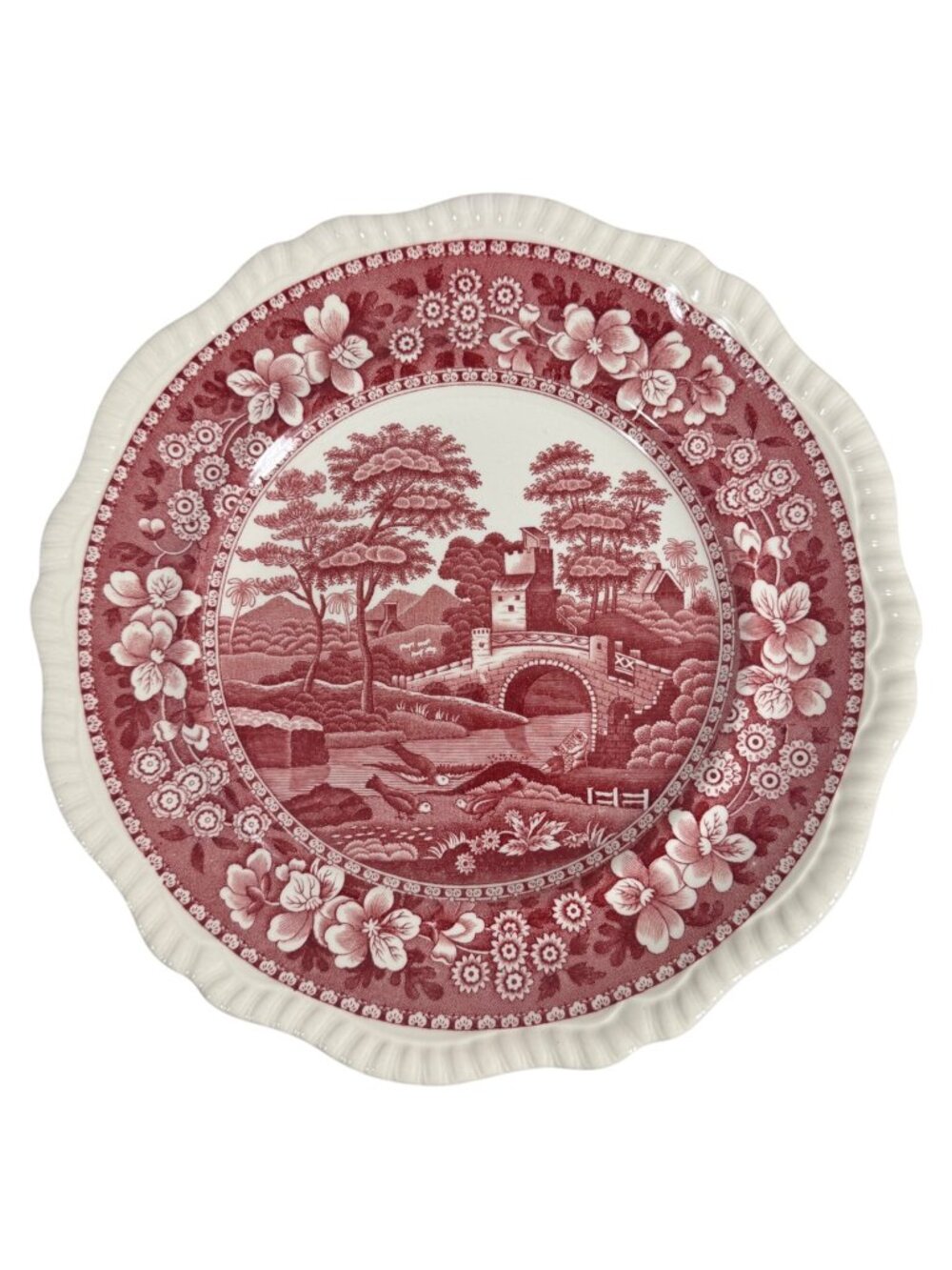 Copeland Spodes Tower Dinner Plate Pink 10.5 Made in England VTG Transferware
